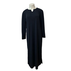 SUNBELT Black Long Sleeve Maxi Dress Size M Side Slit Notch Neck